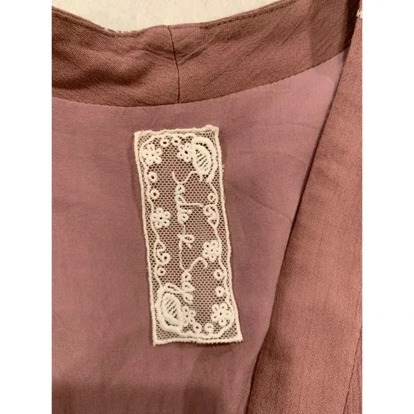 Sadie & Sage Womens Maxi Dress Small Mauve Cottagecore Floral Embroidered V-Neck - Picture 10 of 10